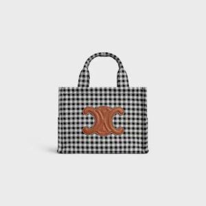 199162FYQ-38AW_1_FW24_P1_W.jpg CELINE small cabas thais in VICHY TEXTILE AND CALFSKIN