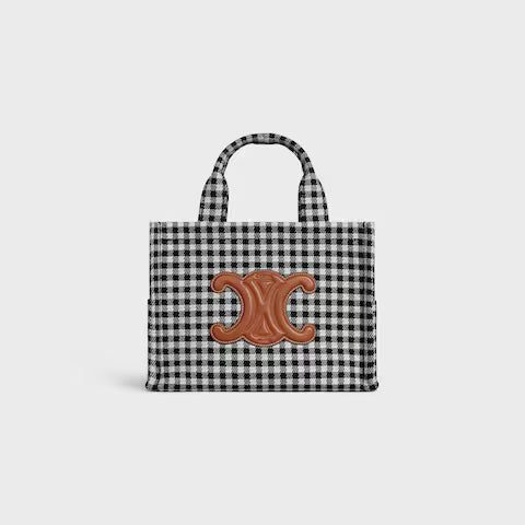 199162FYQ-38AW_1_FW24_P1_W.jpg CELINE small cabas thais in VICHY TEXTILE AND CALFSKIN