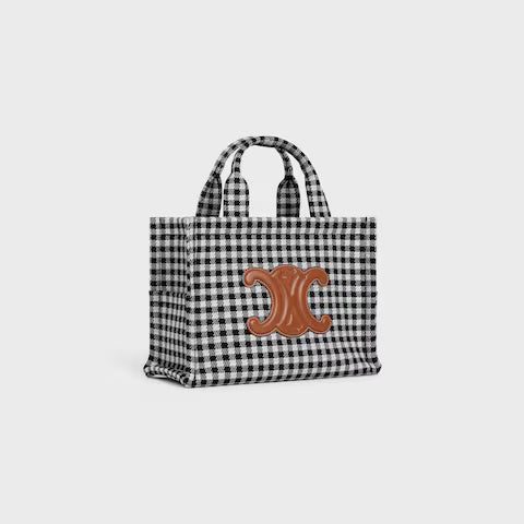 199162FYQ-38AW_2_FW24_P1_W.jpg CELINE small cabas thais in VICHY TEXTILE AND CALFSKIN
