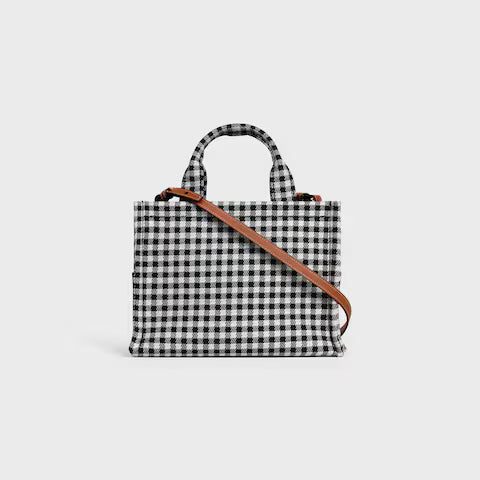 199162FYQ-38AW_3_FW24_P1_W.jpg CELINE small cabas thais in VICHY TEXTILE AND CALFSKIN