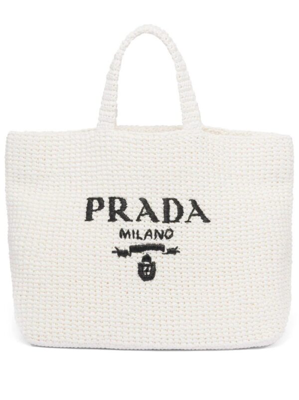 20097015_45229602_1000.jpg Prada logo-embroidered raffia tote bag