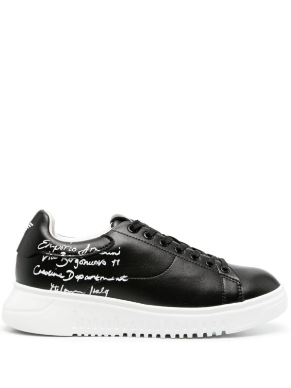 21029820_51127983_1000_8ce8e955-a537-4ee4-a869-22522955e521.jpg Emporio Armani calligraphy-print leather sneakers
