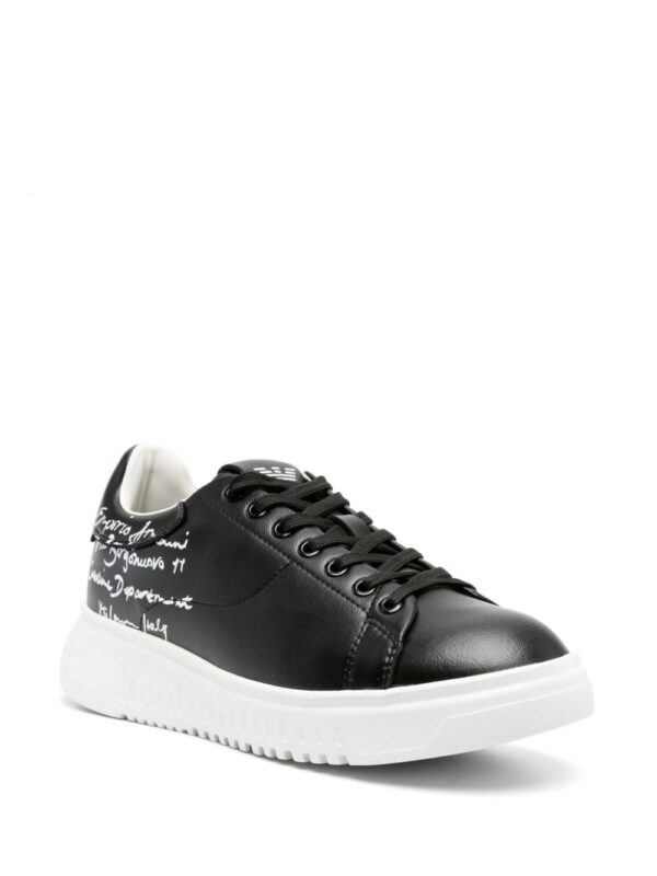 21029820_51127986_1000.jpg Emporio Armani calligraphy-print leather sneakers