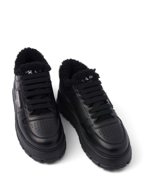 Prada shearling-trim flatform sneakers