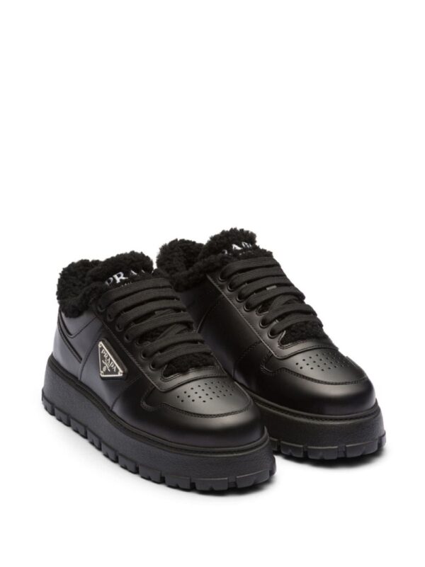 Prada shearling-trim flatform sneakers