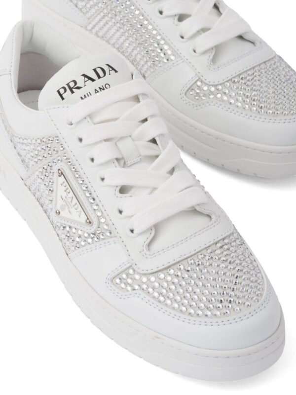 Prada crystal-embellished leather sneakers