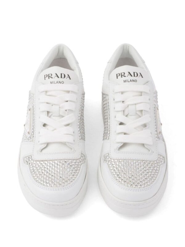 Prada crystal-embellished leather sneakers