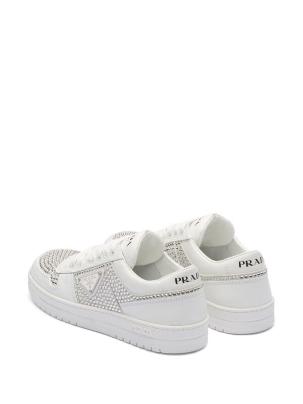 Prada crystal-embellished leather sneakers