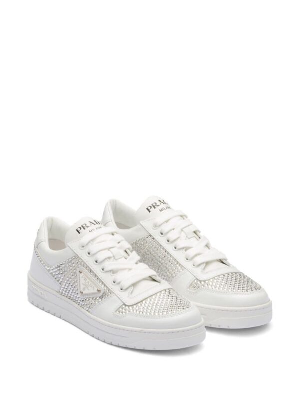 Prada crystal-embellished leather sneakers