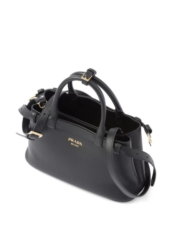 Prada  logo-lettering leather tote bag