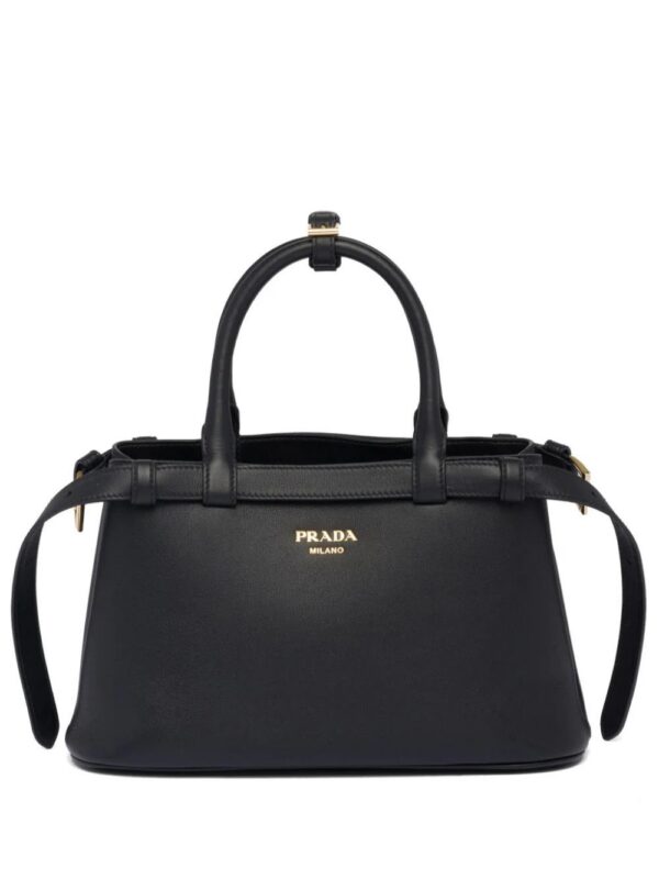 Prada  logo-lettering leather tote bag