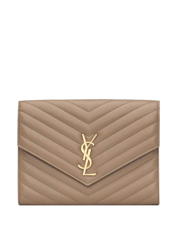 22350916_52211939_1000.jpg Saint Laurent logo-plaque quilted clutch bag
