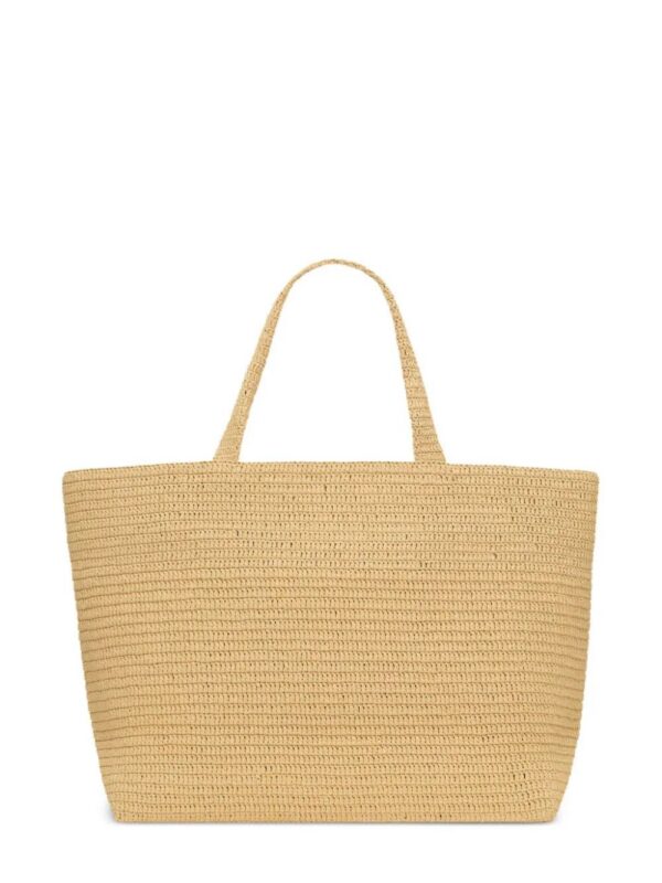 Saint Laurent  logo-embroidered raffia tote bag