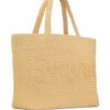Saint Laurent  logo-embroidered raffia tote bag
