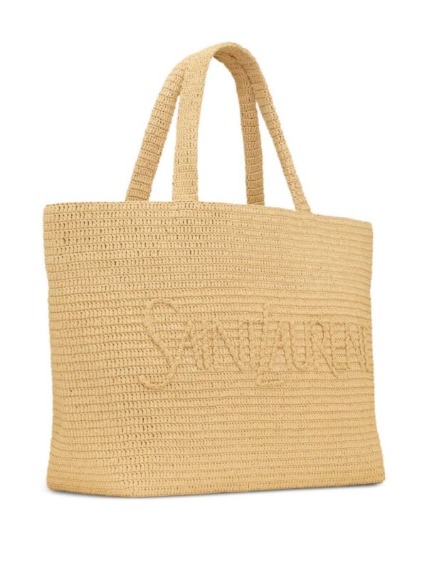 Saint Laurent  logo-embroidered raffia tote bag