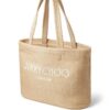 Jimmy Choo  logo-embroidered raffia beach bag