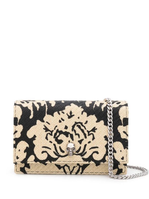 Alexander McQueen  Damask-print raffia crossbody bag