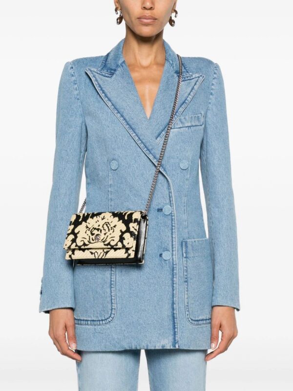 Alexander McQueen  Damask-print raffia crossbody bag
