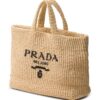 Prada  logo-embroidered crochet tote bag