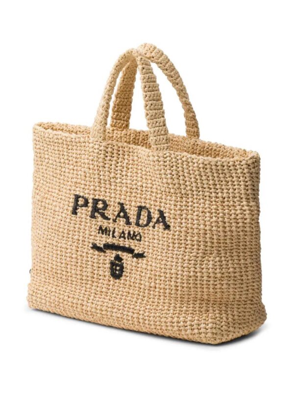 Prada  logo-embroidered crochet tote bag