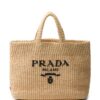 Prada  logo-embroidered crochet tote bag