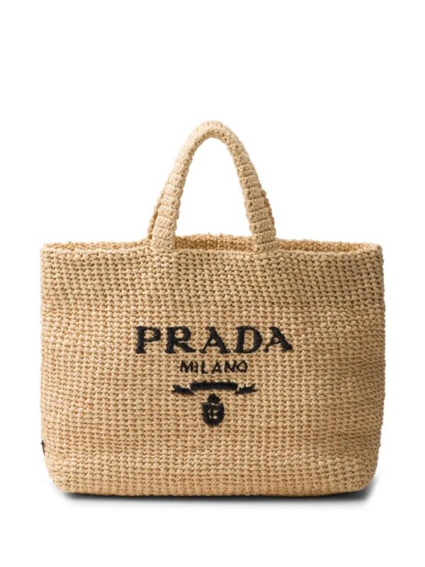 Prada  logo-embroidered crochet tote bag