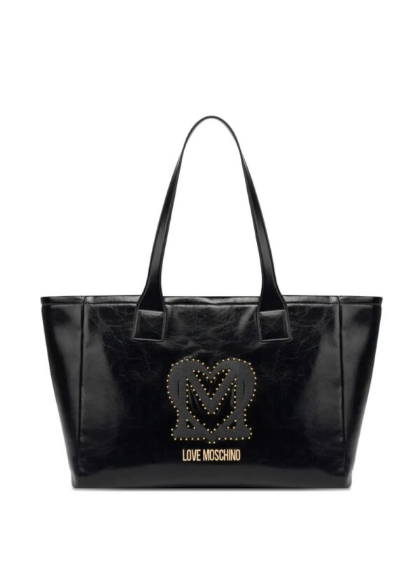 31028159_60128331_1000.jpg Love Moschino logo-plaque studded tote bag