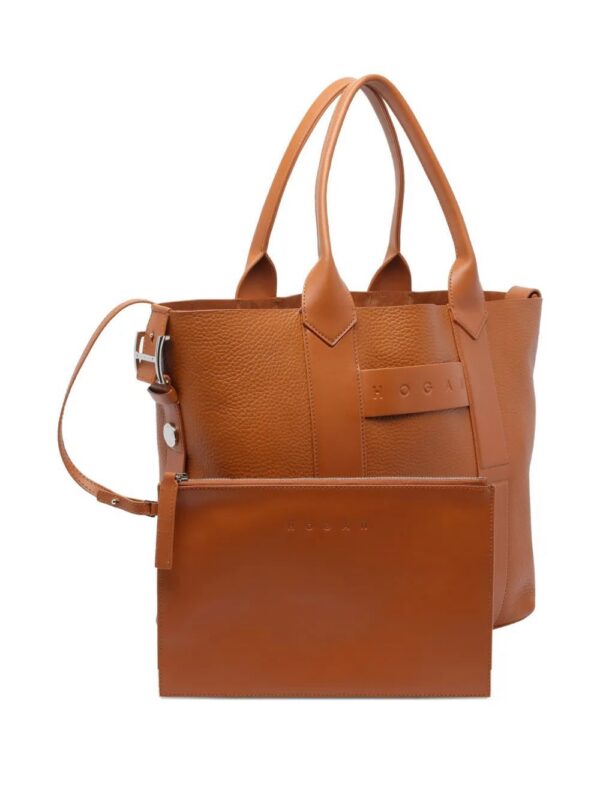 Hogan medium script-detail leather tote bag