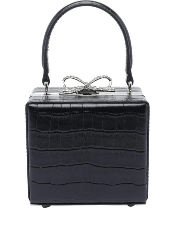 31667665_61004483_1000.jpg Self-Portrait mini crocodile-embossed bow tote bag