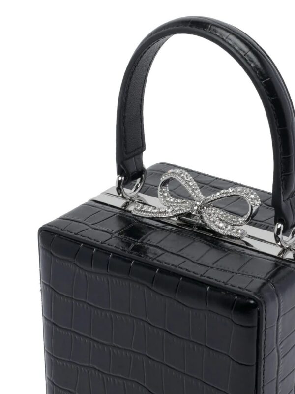 31667665_61004530_1000.jpg Self-Portrait mini crocodile-embossed bow tote bag