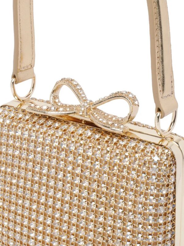 Self-Portrait crystal-embellished bow mini bag