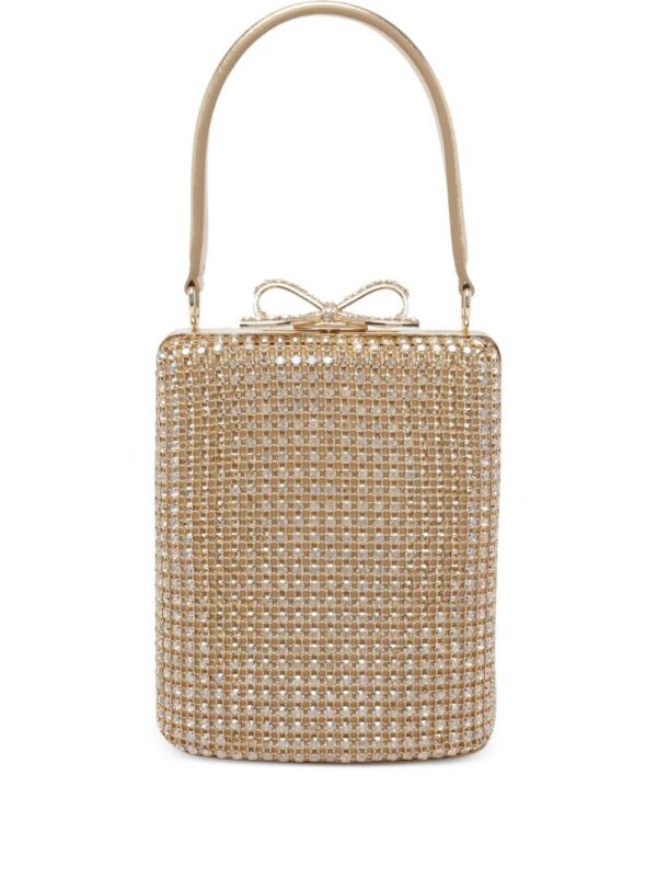 Self-Portrait crystal-embellished bow mini bag