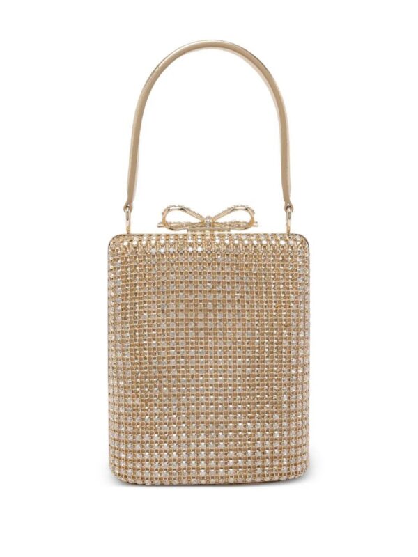 Self-Portrait crystal-embellished bow mini bag