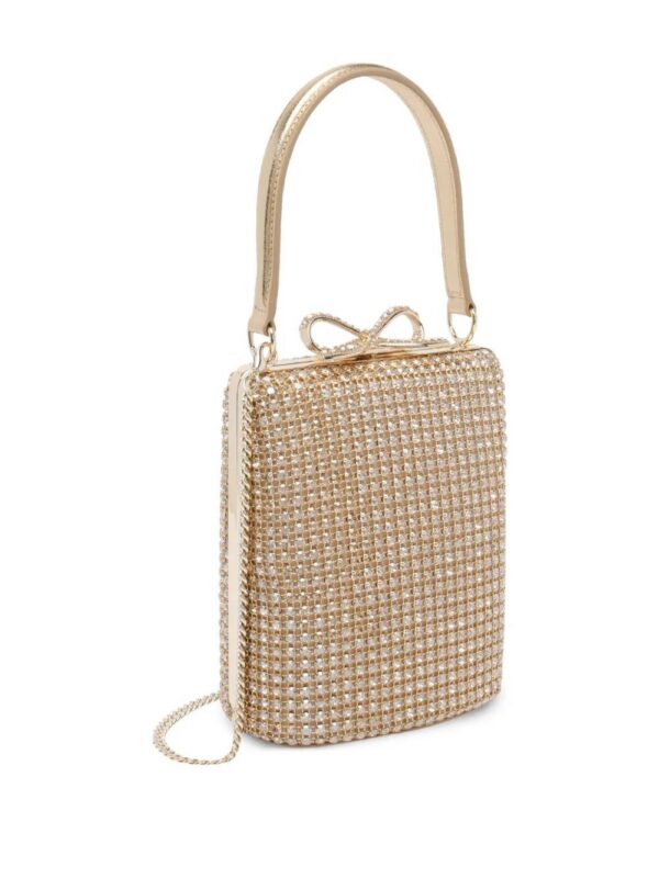 Self-Portrait crystal-embellished bow mini bag