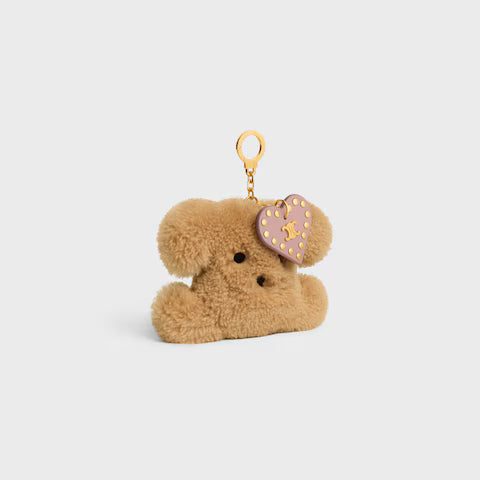 49J663GSH-19PI_2_FALL25_W.jpg CELINE TRIOMPHE POM-POM CHARM IN Embroidered Shearling and Calfskin