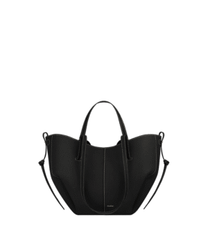 packshot-front_cyme-mini-noir-coutures-ecru-grain.png Polène Cyme Mini Edition Textured Black with Ecru Stitching