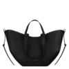 packshot-front_cyme-noir-coutures-ecru-grain.png Polène Cyme Edition Textured Black with Ecru Stitching