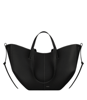 packshot-front_cyme-noir-coutures-ecru-grain.png Polène Cyme Edition Textured Black with Ecru Stitching