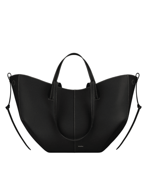 packshot-front_cyme-noir-coutures-ecru-grain.png Polène Cyme Edition Textured Black with Ecru Stitching