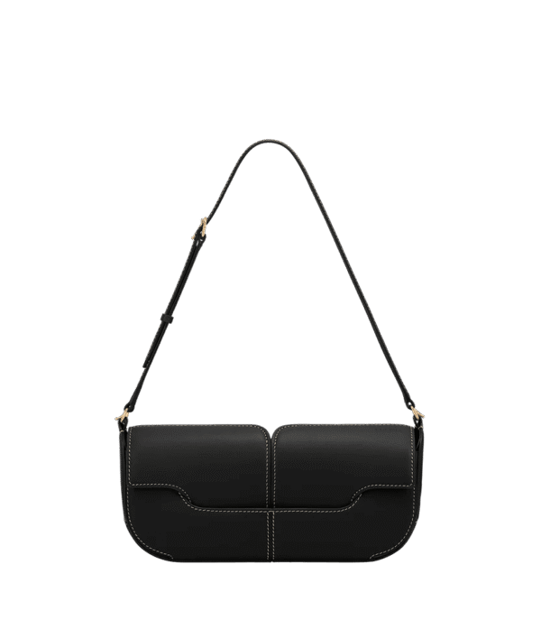 Polène Osmo Edition Smooth Black with Ecru Stitching