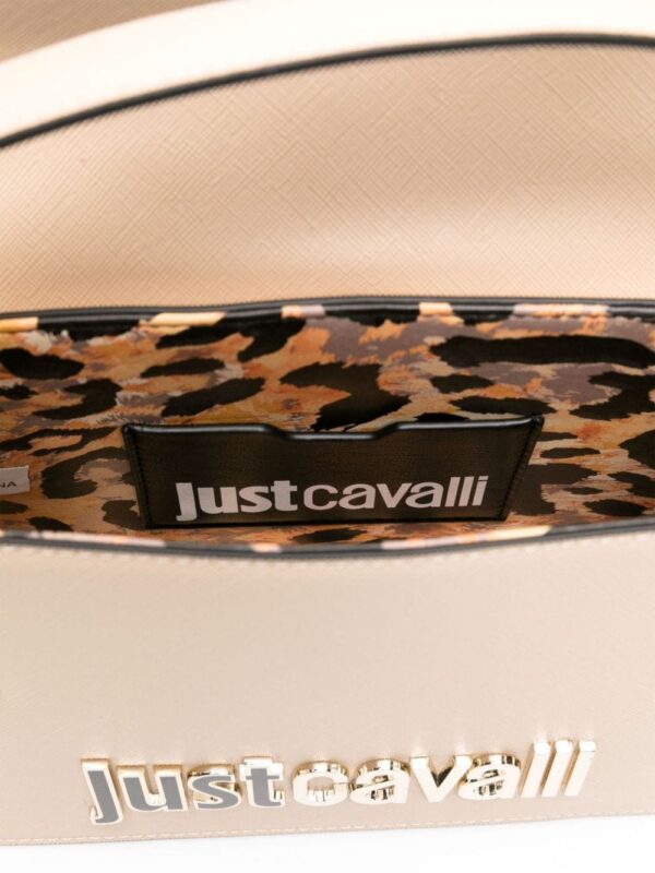 Just Cavalli logo-lettering saffiano-leather tote bag