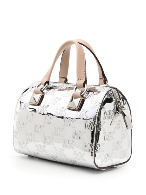 22096413_51981606_1000.jpg Michael Kors logo-debossed metallic-finish tote bag