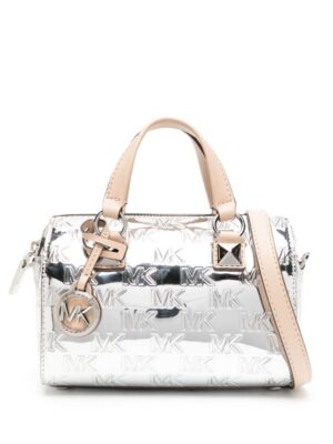22096413_51981619_1000.jpg Michael Kors logo-debossed metallic-finish tote bag