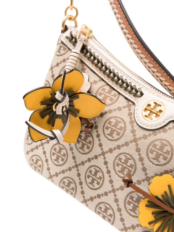 Tory Burch T Monogram floral-appliqué shoulder bag