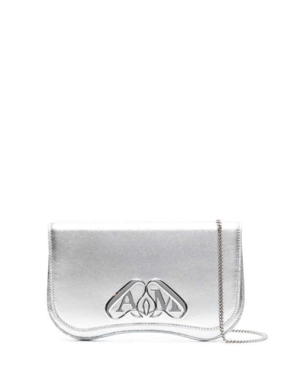 22294370_52173237_1000.jpg Alexander McQueen logo-plaque metallic clutch bag