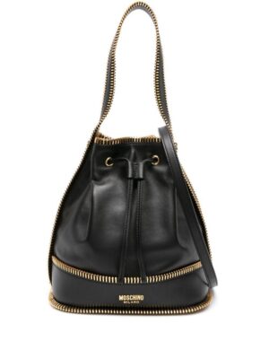 22301430_52800841_1000.jpg Moschino zip-trim leather bucket bag