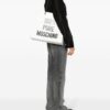 Moschino logo-print leather tote bag
