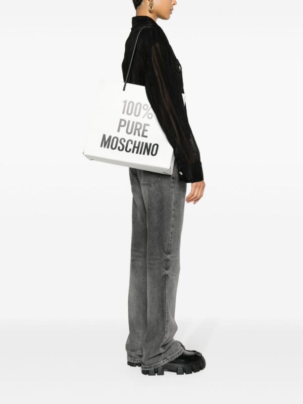 Moschino logo-print leather tote bag