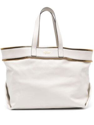 22303326_52177177_1000.jpg Moschino exposed-zip detail leather tote bag