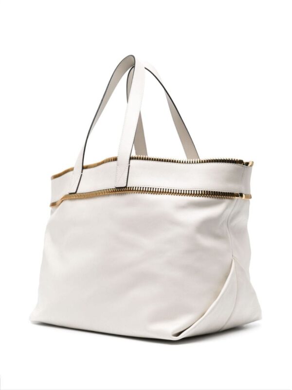22303326_52177193_1000.jpg Moschino exposed-zip detail leather tote bag